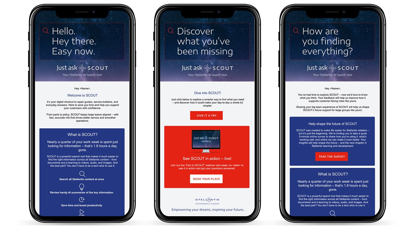 SCOUT launch emails