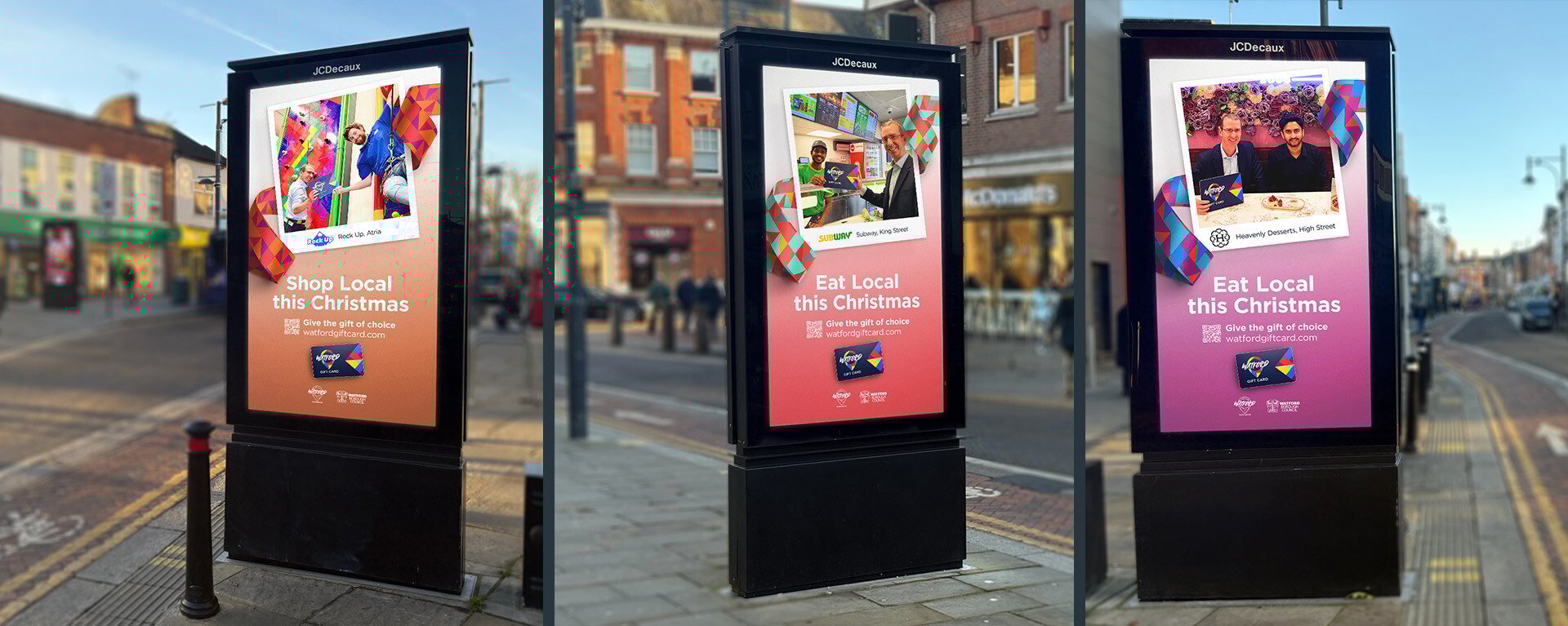 Shop & Eat Local digital posters in Watford Town Centre