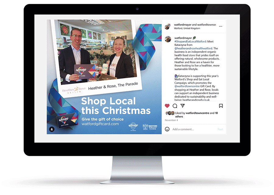 Watford Town Centre BID Shop &amp; Eat Local Facebook posts animation