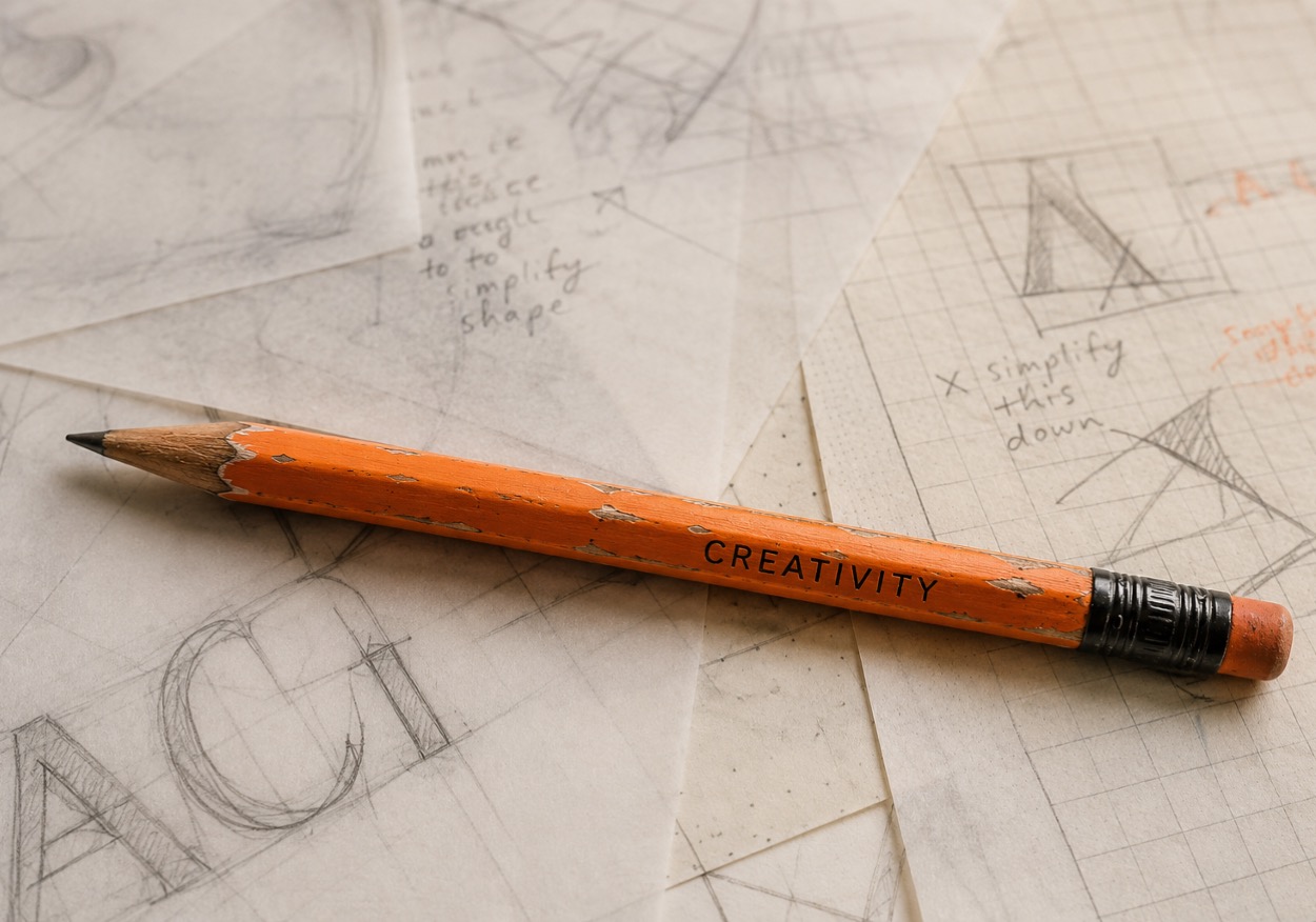 Orange pencil with CREATIVITY printed on the side