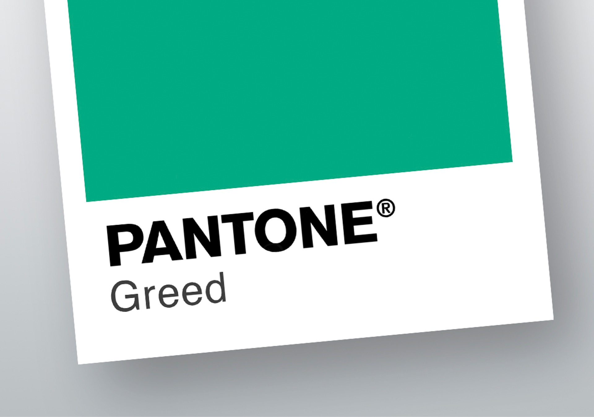 A Pantone 'Greed' swatch