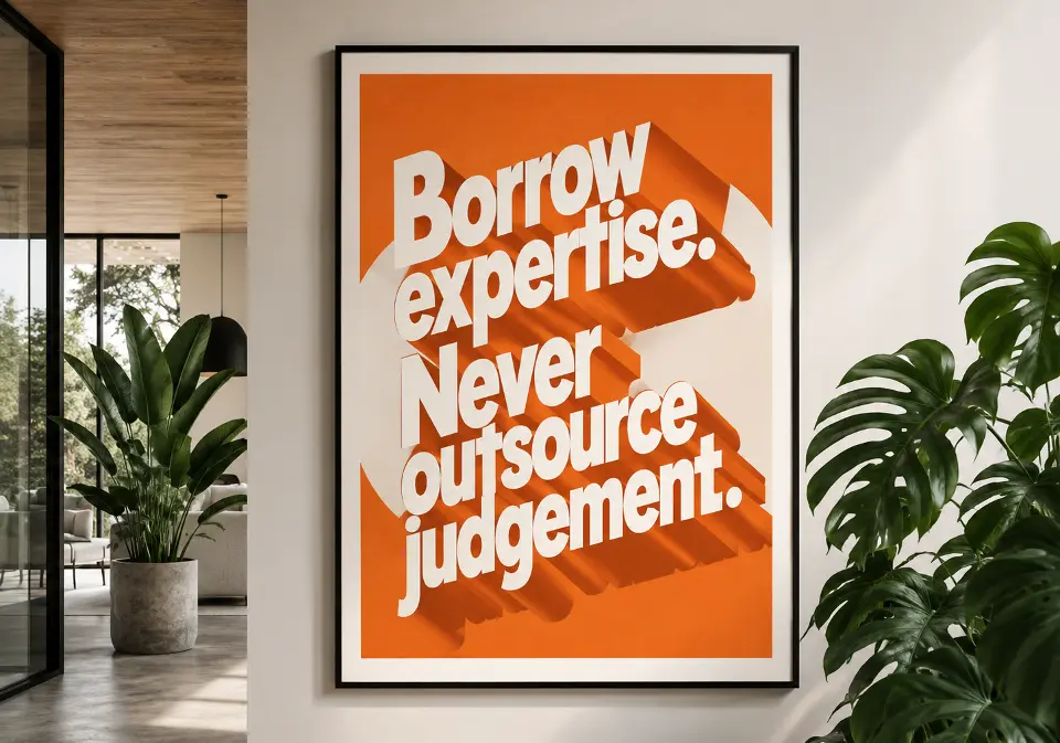 Borrow expertise. Never outsource judgement.