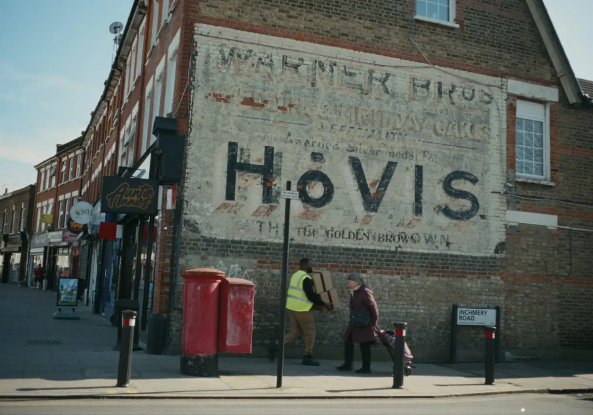 Hovis painted sign on side of a building